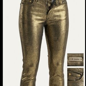 NWOT d. jeans Metallic Gold Skinny Jeans Size 6 Indie Streetwear Date Night